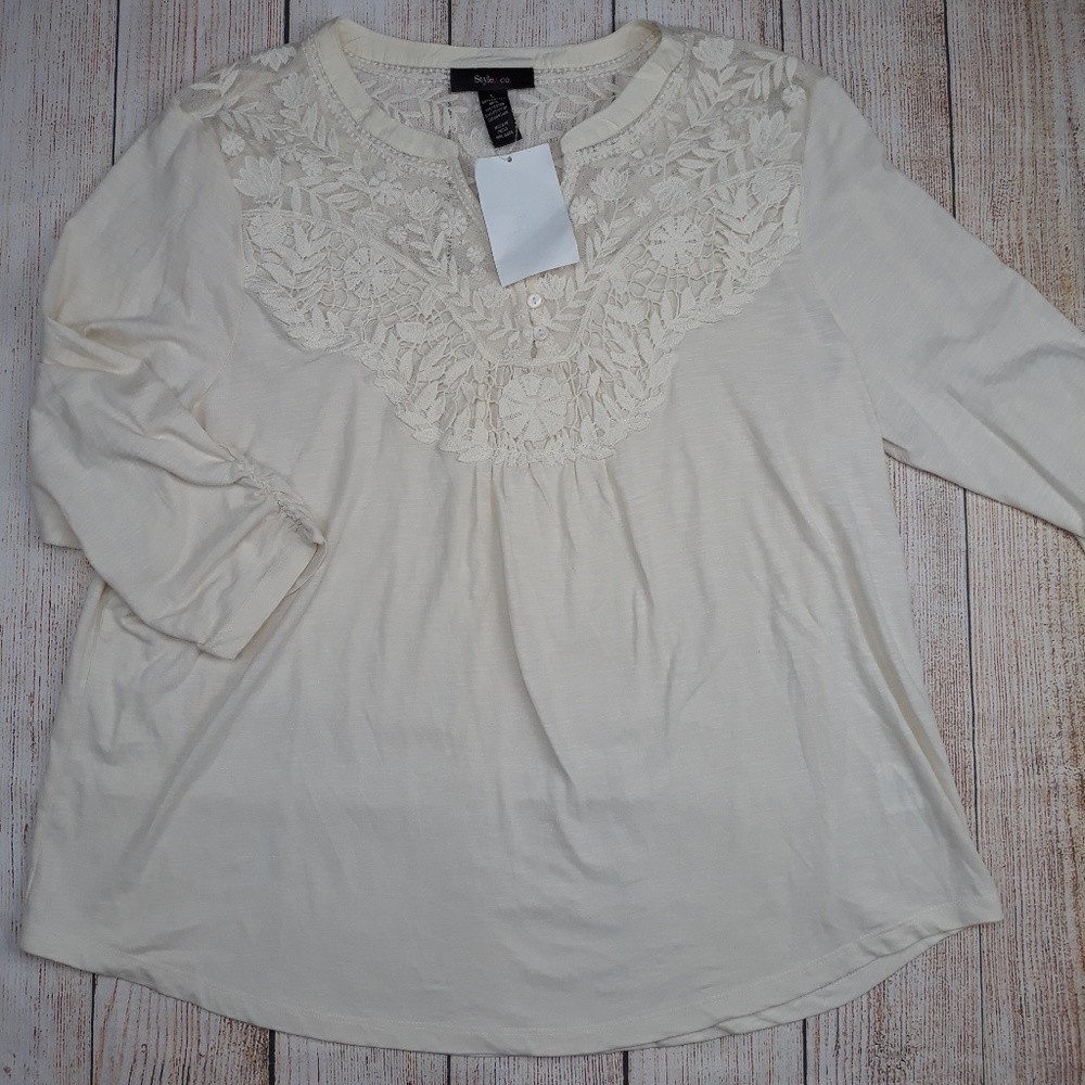 STYLE & Co Lace button down top‎